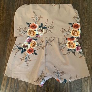 Tan Floral Romper